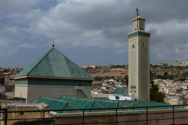 A view of Moulay Idriss II's tomb from the roof top of a local's home we visited.