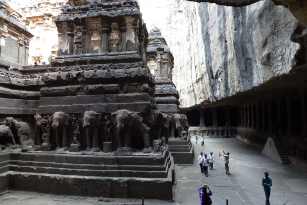 One more view of Kailasa Temple - the people around the base give an indication of the enormous size.
