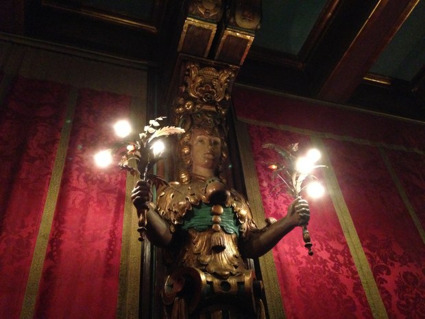 Inside the theater room for showing the latest Hollywood productions. Charlie Chaplin was a frequent guest at the castle.