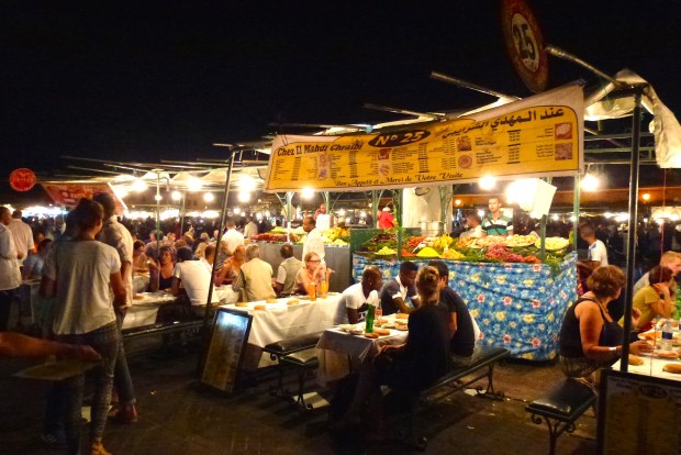Food stalls in Jemaa el Fna.